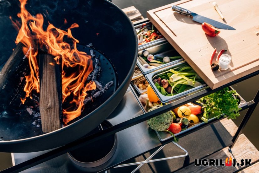 Vonkajšia kuchyňa Höfats "FIRE KITCHEN", s ohniskom Bowl 70 + platňa + hviezdicový stojan