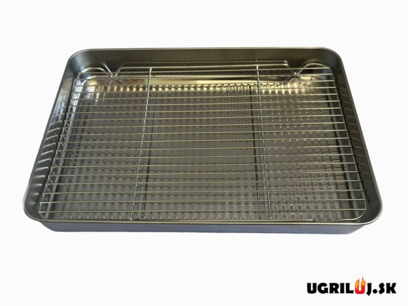 Grilovací plech na pečenie s mriežkou, 40x30x5cm