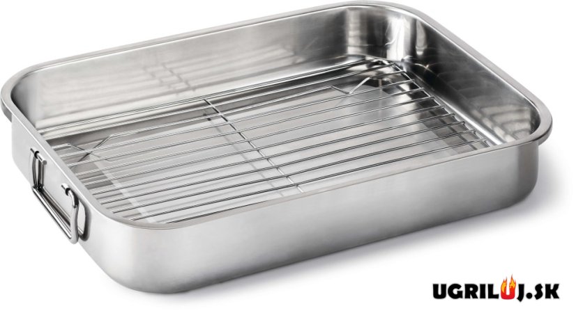 Grilovací plech na pečenie s mriežkou a madlami Napoleon, 40x32x7.5cm
