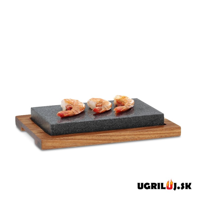 Grilovací kameň na grilovanie Premium s akáciovou doskou, 24x16cm