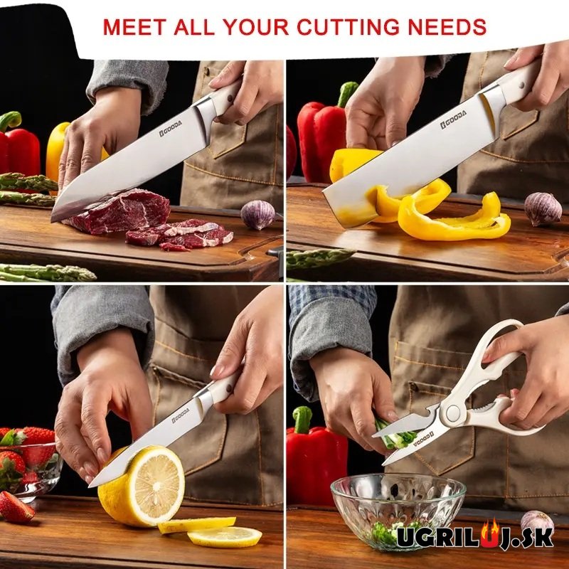 Sada kuchynských nožov so stojanom white, nerez, 5ks