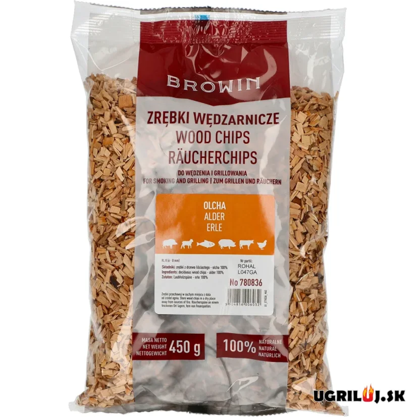 Štiepka do grilu a pre udiarne Browin - Jelša, 450g (6-8mm)