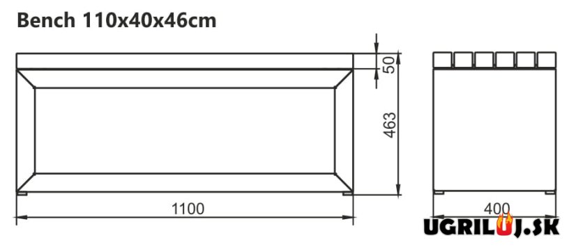 Lavica Artiss, Corten, 110x40x46cm