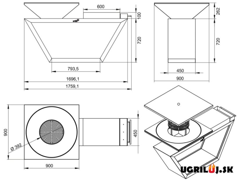 Grilovacie ohnisko Artiss, Advanced G4, Graphite