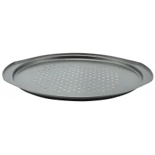 Oceľový plech na pizzu, čierny, dierovaný, 33cm