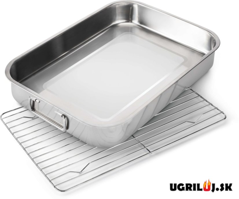 Grilovací plech na pečenie s mriežkou a madlami Napoleon, 40x32x7.5cm