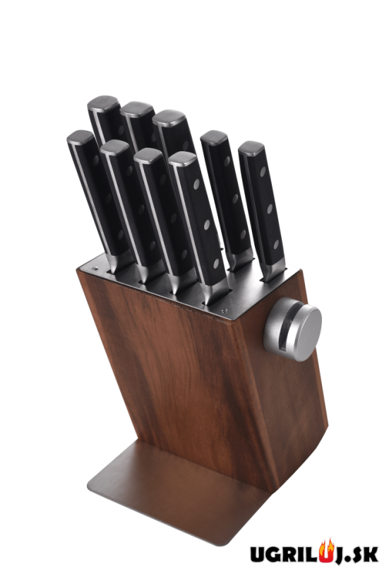Sada kuchynských nožov so stojanom, black, nerez, 10ks