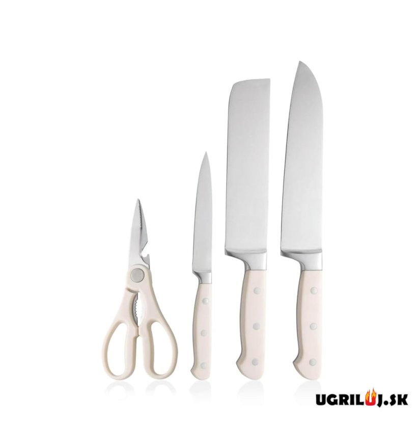 Sada kuchynských nožov so stojanom white, nerez, 5ks