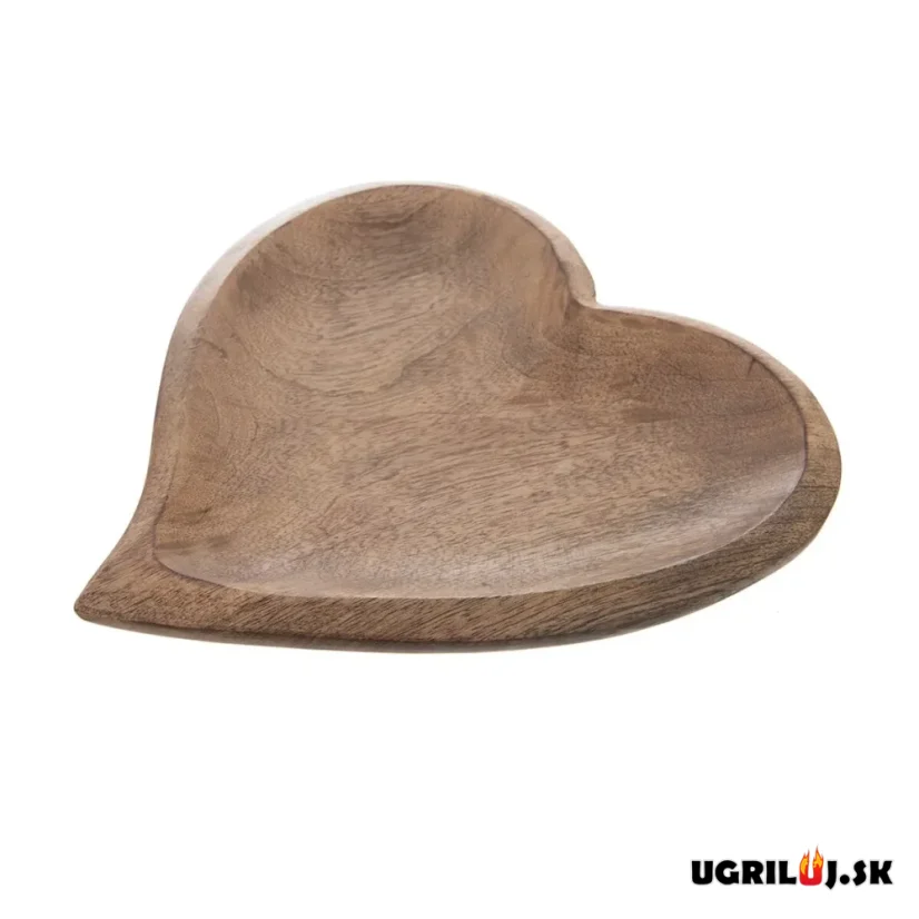 Drevená misa z mangového dreva, srdce 25x25cm