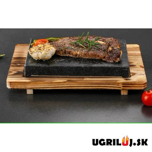 Grilovací kameň na grilovanie s bambusovou doskou, 21x15x3cm