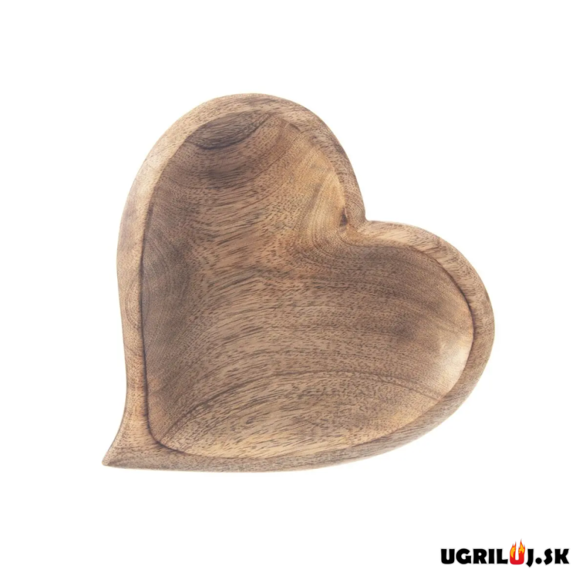 Drevená misa z mangového dreva, srdce 20x20