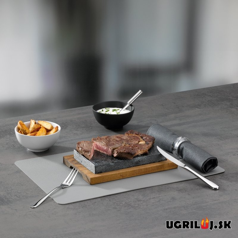 Grilovací kameň na grilovanie Premium s akáciovou doskou, 24x16cm