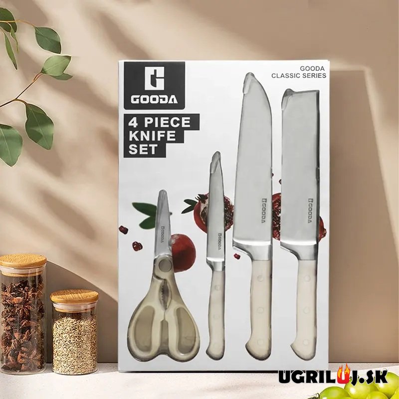 Sada kuchynských nožov so stojanom white, nerez, 5ks