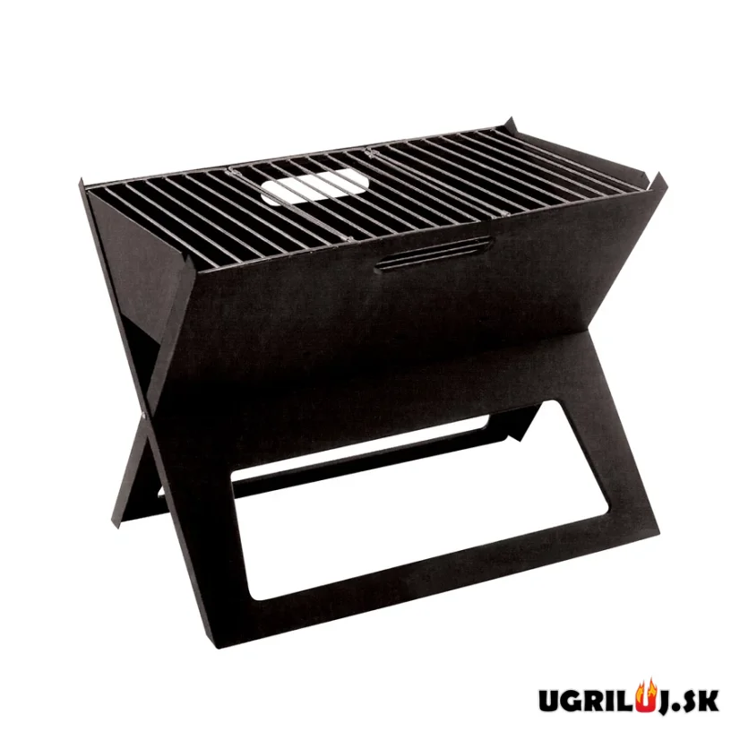 Plechový skladací prenosný mini gril na drevené uhlie, 44x29cm