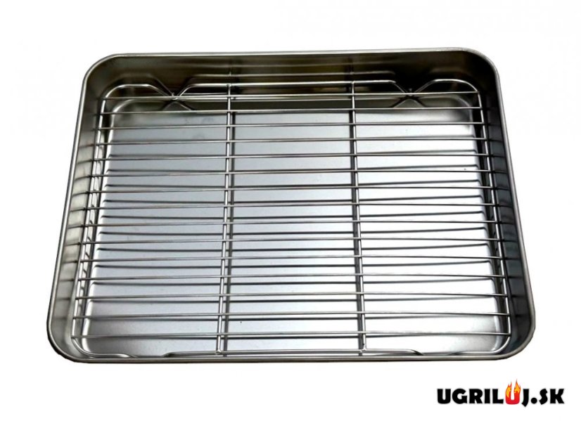 Grilovací plech na pečenie s mriežkou, 31x24x5cm