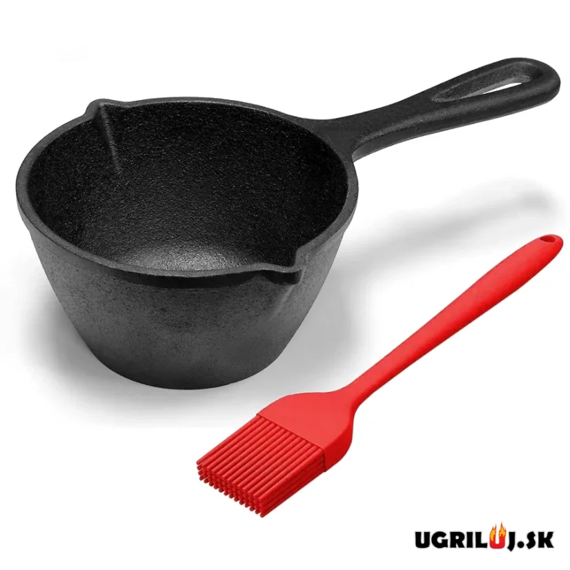 Liatinový mini kastrólik/kotlík so štetcom - 0.5L
