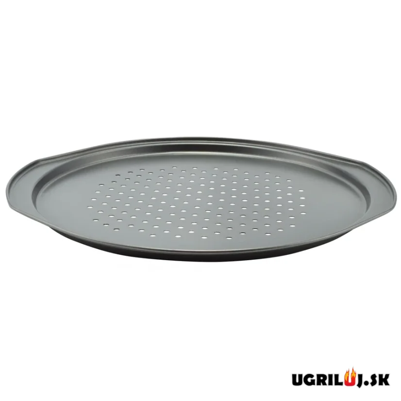 Oceľový plech na pizzu, čierny, dierovaný, 33cm