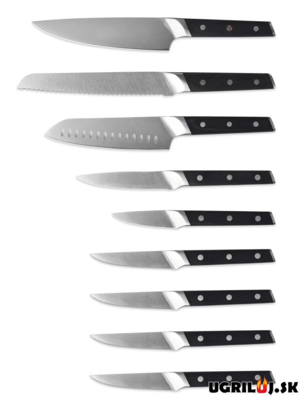 Sada kuchynských nožov so stojanom, black, nerez, 10ks