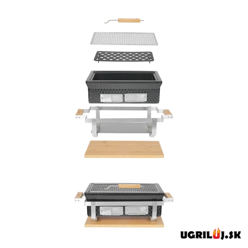 Stolný keramický hibachi gril na drevené uhlie, 39x22cm
