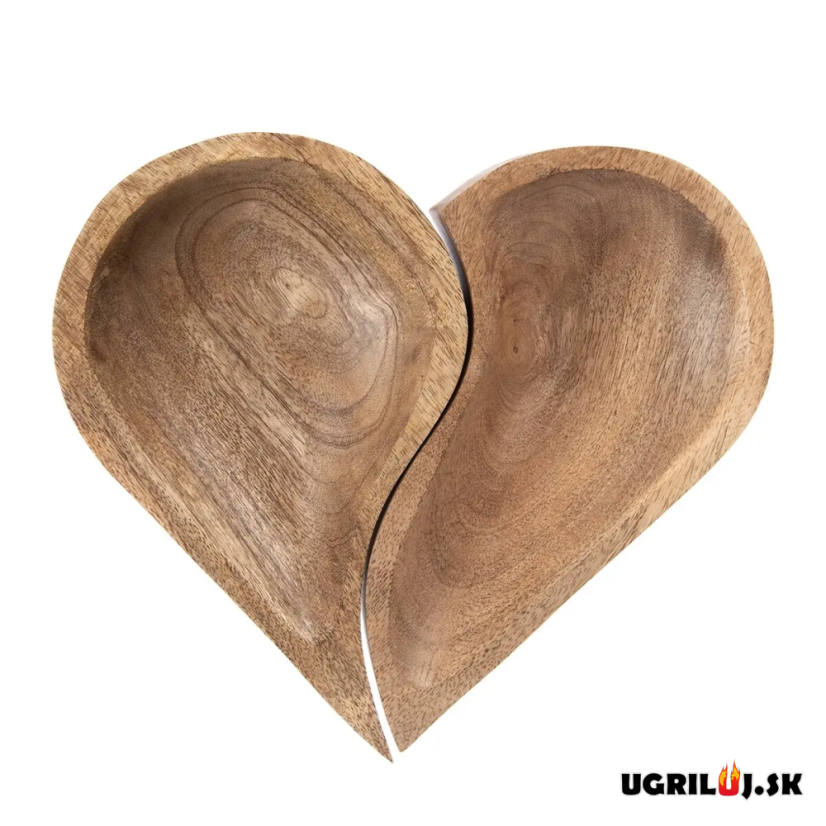 Drevená misa z mangového dreva, 2diely Srdce 30.5x26cm