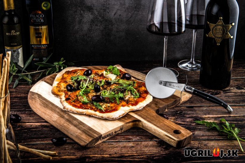 Krájač na pizzu a akáciová doska LAGUIOLE - Premium, sada