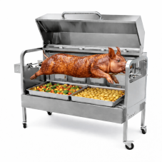 Plynový gril s ražňom Premium, Stainless Steel - Rotiséria na prasiatko, kura a kusy mäsa (25kg max.)