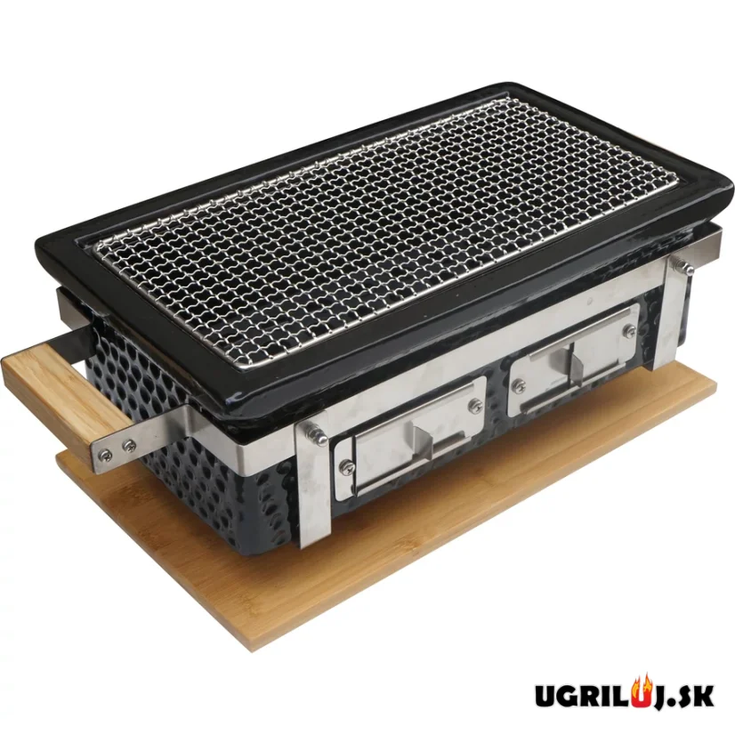 Stolný keramický hibachi gril na drevené uhlie, 39x22cm