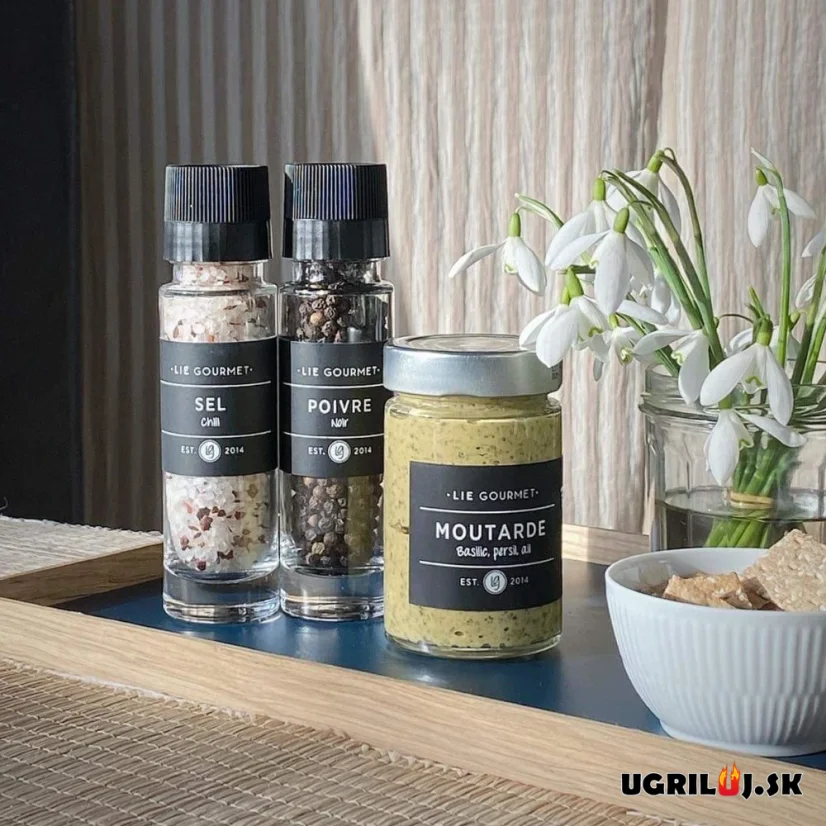 Darčeková sada čierneho korenia a chilli soli Lie Gourmet (mlynček), 2ks