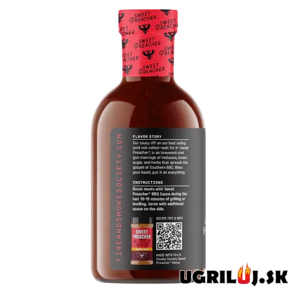 BBQ omáčka na grilovanie - Fire&Smoke - Sweet Preacher BBQ Sauce, 567g