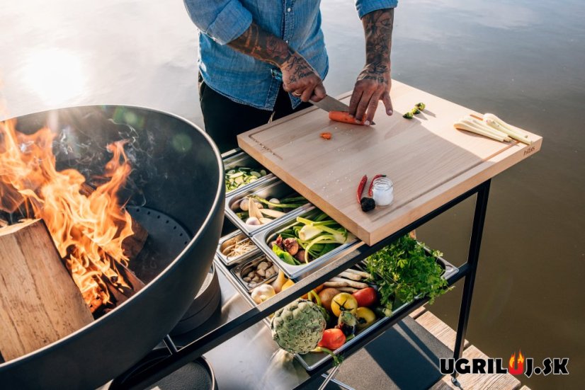 Vonkajšia kuchyňa Höfats "FIRE KITCHEN", s ohniskom Bowl 70 + platňa + hviezdicový stojan