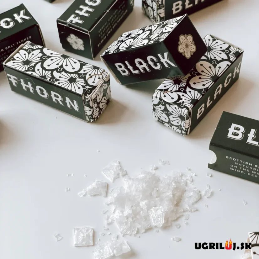 Škótska prémiová morská soľ Blackthorn Salt Flakes, biela, (vločky), 5g