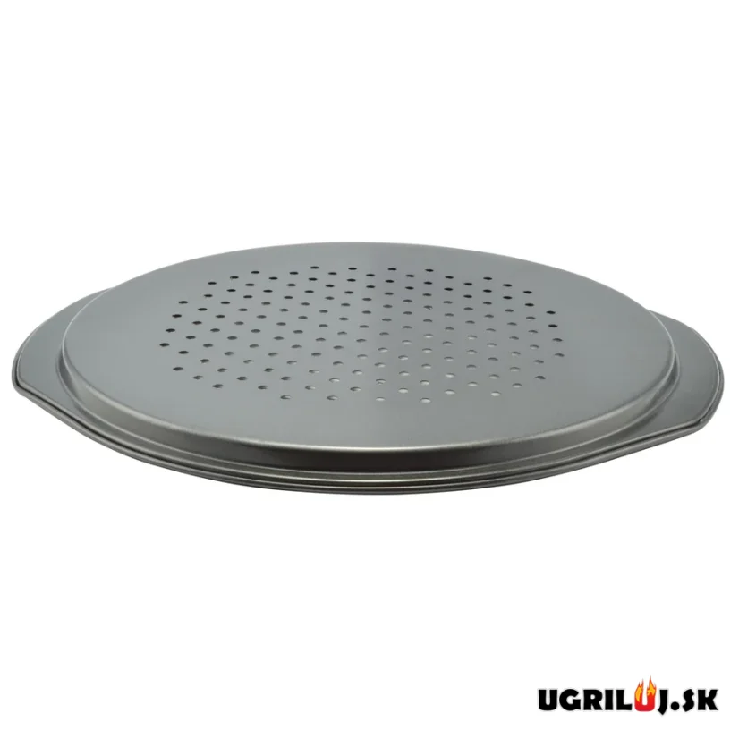 Oceľový plech na pizzu, čierny, dierovaný, 33cm
