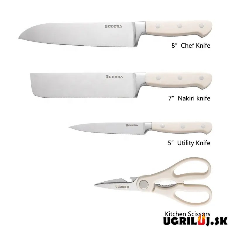 Sada kuchynských nožov so stojanom white, nerez, 5ks