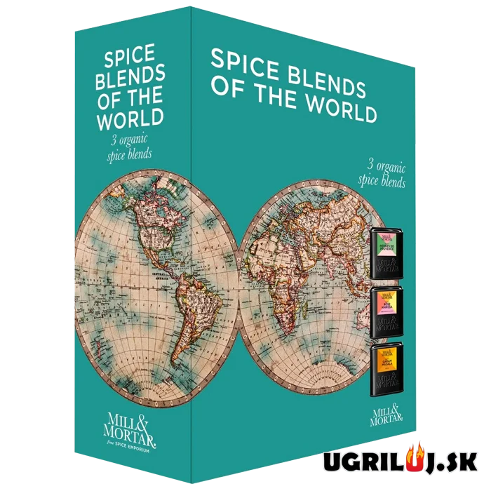 Grilovacie bio korenie Mill & Mortar, Spice Blends of The World - DARČEKOVÝ BOX