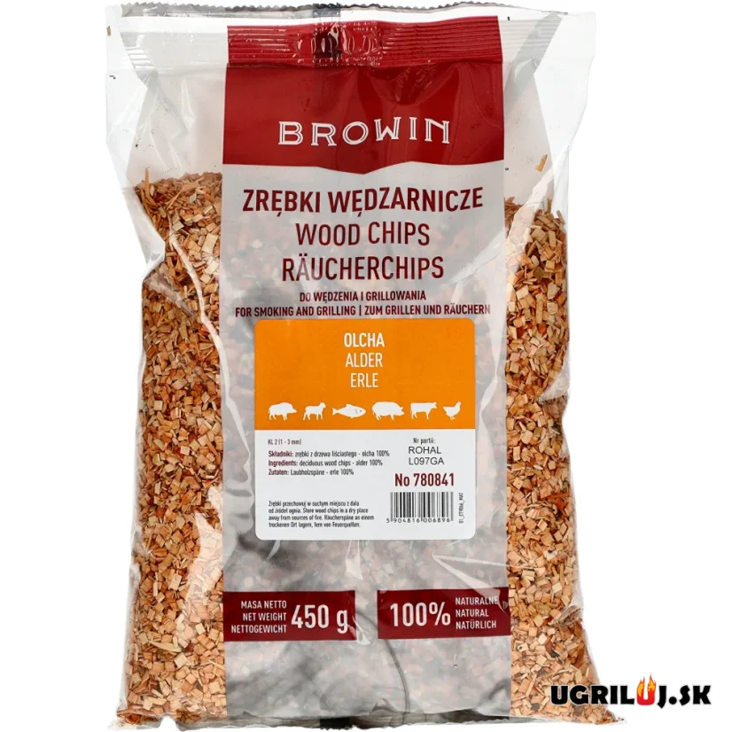 Štěpka do grilu a pro udírny Browin a Borniak - Olše, 450g (1-3mm)