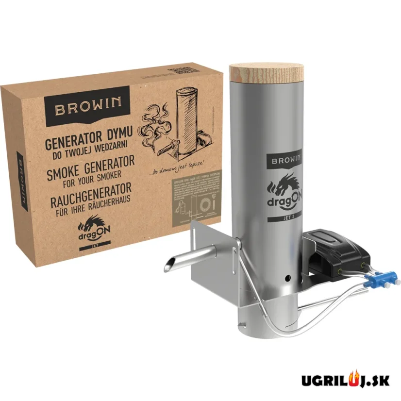 Generátor dymu pre vlastnú udiaren, Browin dragON JET 2 Short s popolníkom