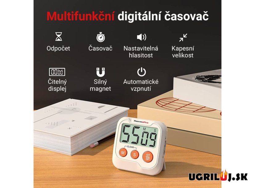 Časovač/Minútky ThermoPro - TM-03, Biela