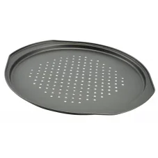 Oceľový plech na pizzu, čierny, dierovaný, 33cm