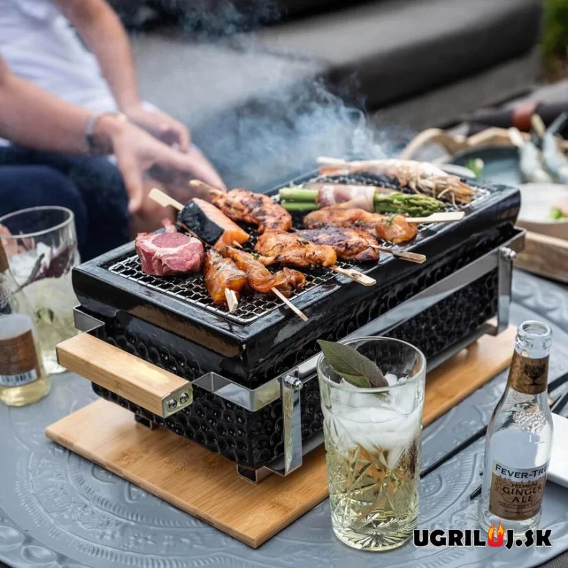 Stolný keramický hibachi gril na drevené uhlie, 39x22cm