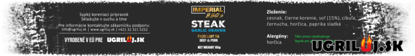 Grilovacie korenie IMPERIAL BBQ's, Steak Garlic Heaven, 85g