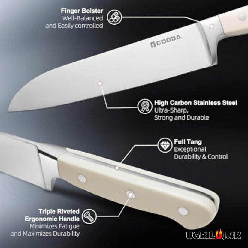 Sada kuchynských nožov so stojanom white tube, nerez, 5ks