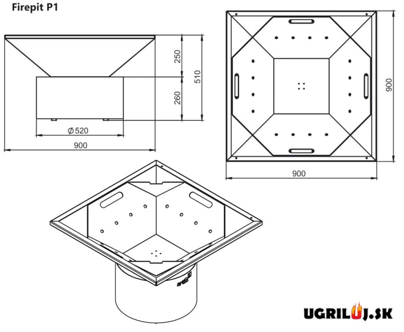 Grilovacie ohnisko Artiss, Advanced P1, Corten