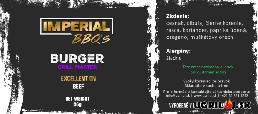 Grilovacie korenie IMPERIAL BBQ's, Burger Grill Master, 36g