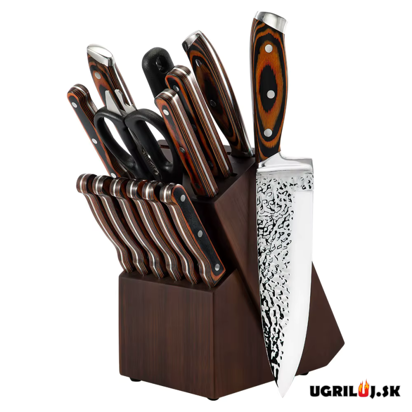Sada kuchynských nožov so stojanom, tsuchime, nerez, 15ks