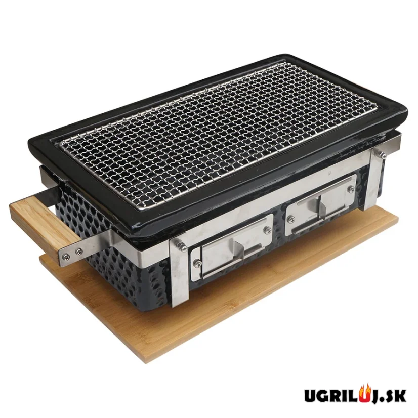 Stolný keramický hibachi gril na drevené uhlie, 39x22cm