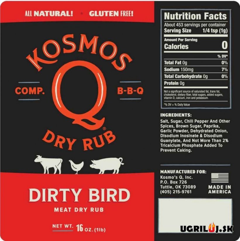 Grilovacie korenie Kosmos Q - Dirty Bird Rub, 311g