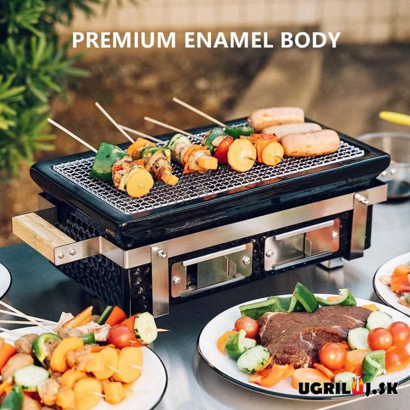 Stolný keramický hibachi gril na drevené uhlie, 39x22cm
