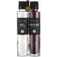 Darčeková sada čierneho, ružového korenia a hľuzovkovej soli Lie Gourmet (mlynček), 2ks