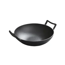 Liatinová panvica/wok s drevenou pokrievkou, 37cm