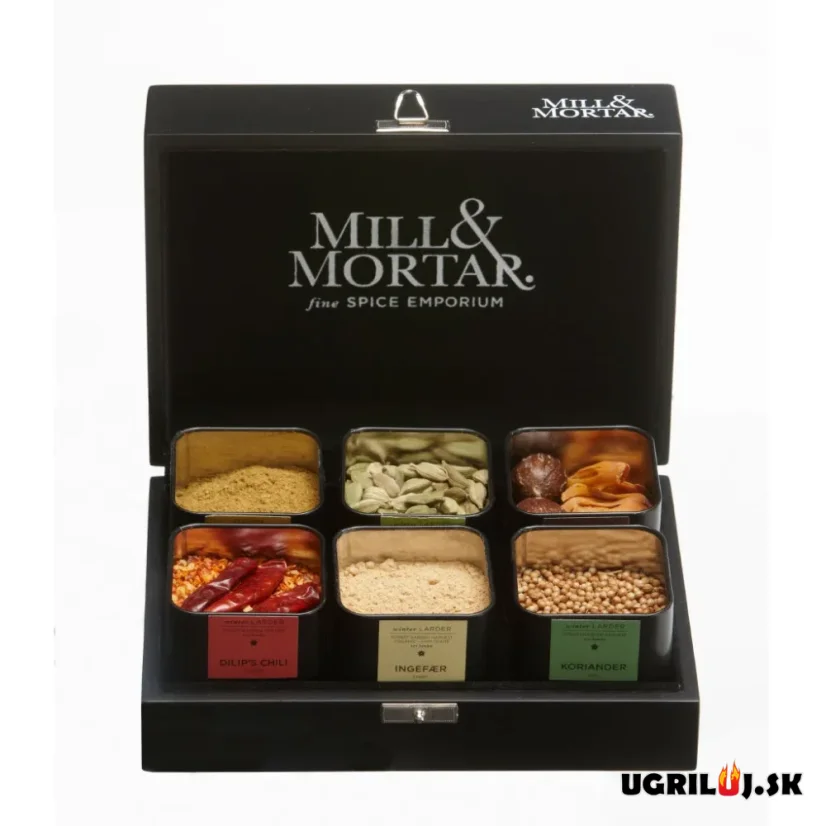 Prázdna darčeková truhlica pre 6ks korenín/solí Mill & Mortar